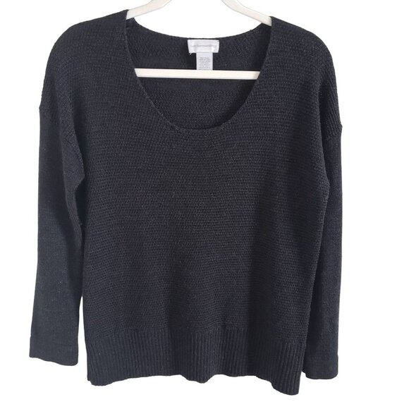 Soft Surroundings Woman Size S Wool Blend Dark Gray Black Sweater Scoop Neck - Picture 1 of 7